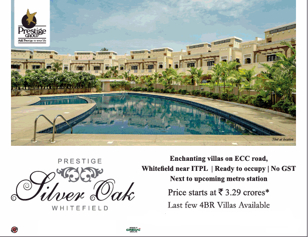 Last few 4 BHK Villas available at Prestige Silver Oak in Bangalore
